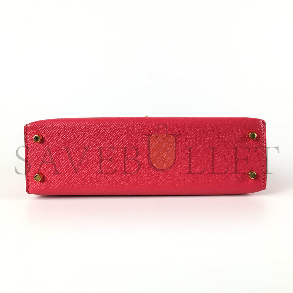 HERMÈS MASTER MINI KELLY II EPSOM PINK GOLD BUCKLE (19*12*5.5cm)